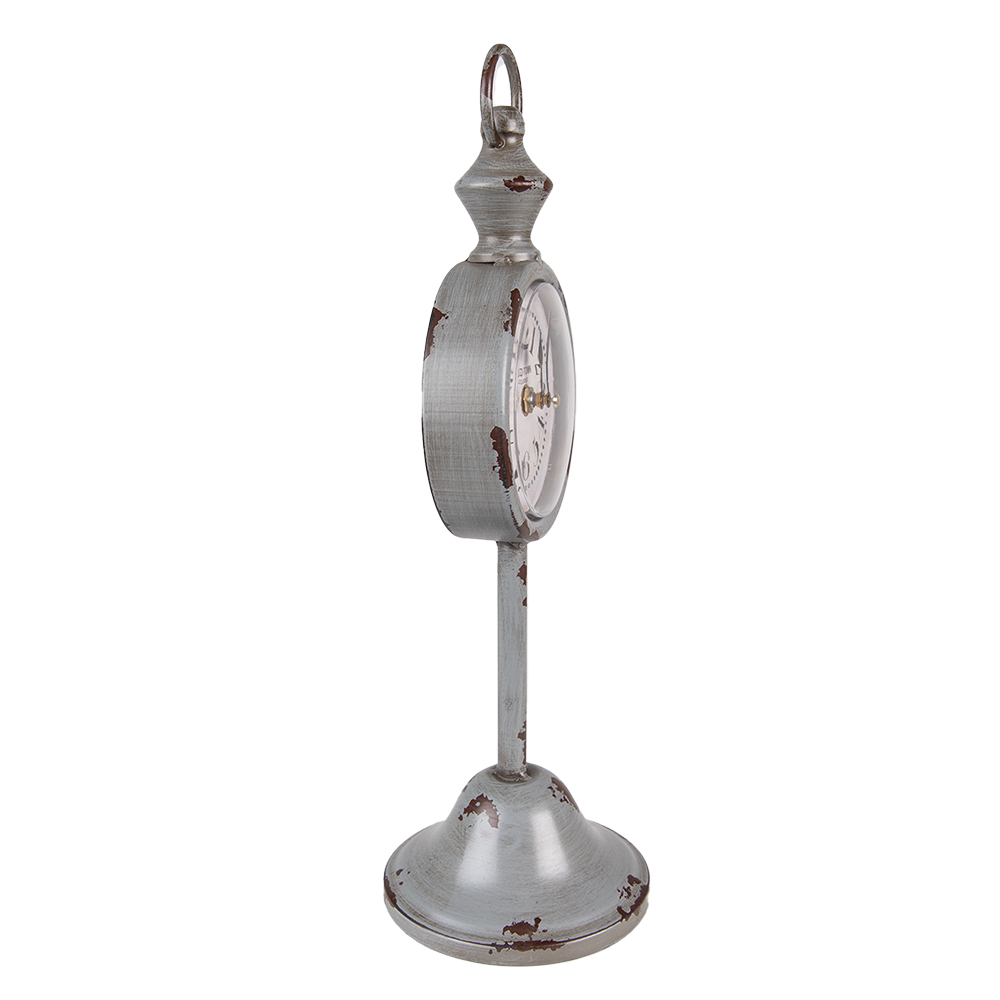 Tafelklok 12X12X38 Cm Grijs Metaal-image