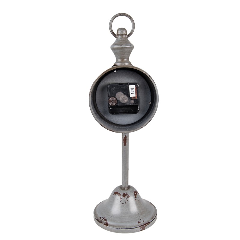 Clayre & Eef Table Clock 12x12x38 cm Grey Metal