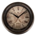 Clayre & Eef Wandklok  Ø 23x5 cm Bruin Beige Kunststof Glas