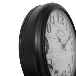 Clayre & Eef Wall Clock Ø 40x7 cm Black Beige Plastic Glass Brooklyn New York