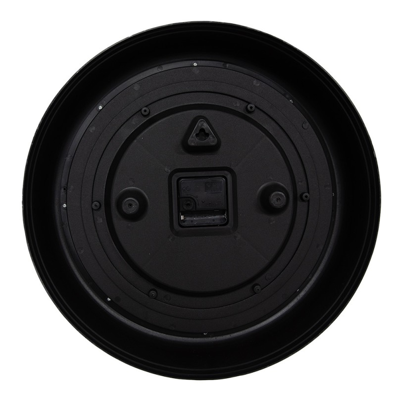 Clayre & Eef Wall Clock Ø 40x7 cm Black Beige Plastic Glass Brooklyn New York