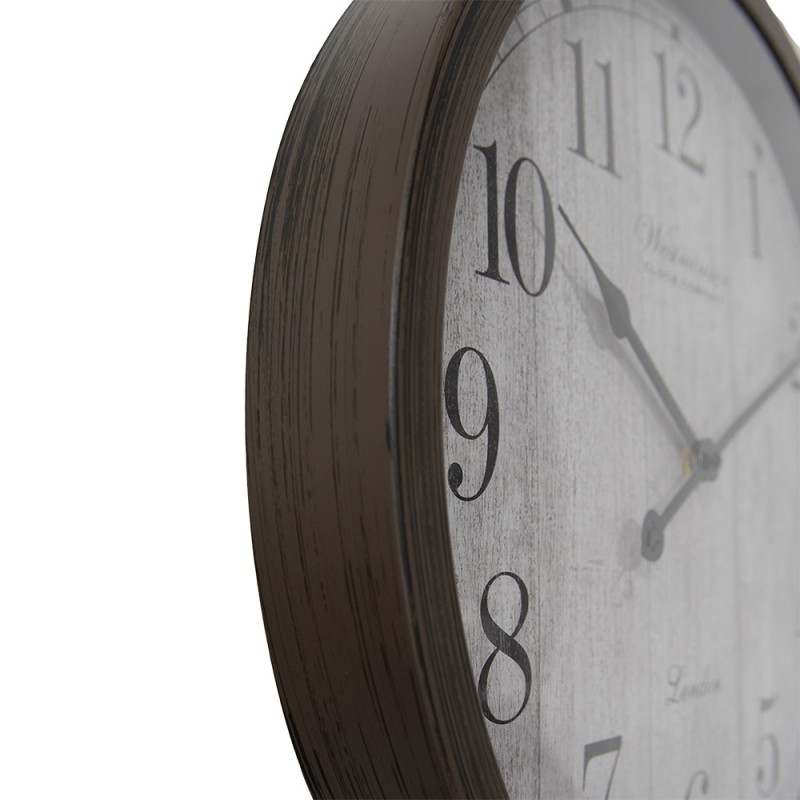 Clayre & Eef Wandklok  Ø 40x4 cm Bruin Grijs Kunststof Glas Westminster Clock Company London