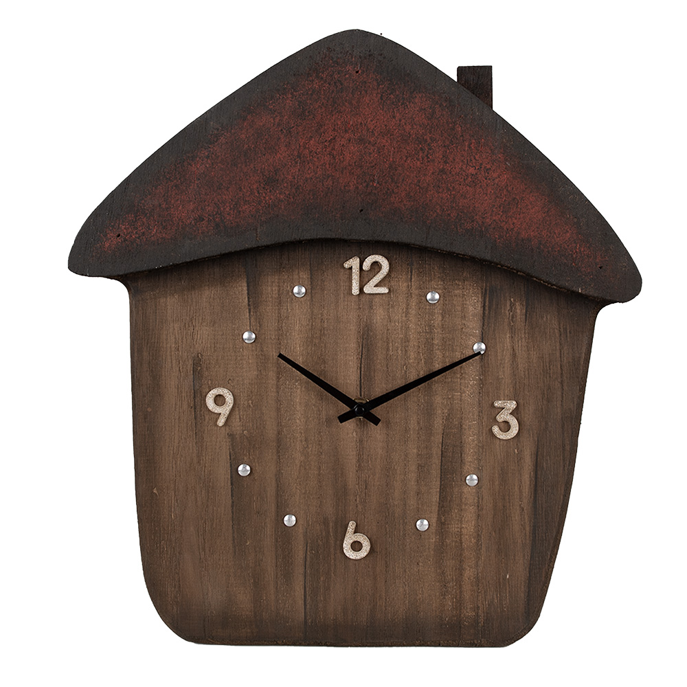 Clayre&Eef Wandklok 37x4x40 cm Bruin Hout afbeelding