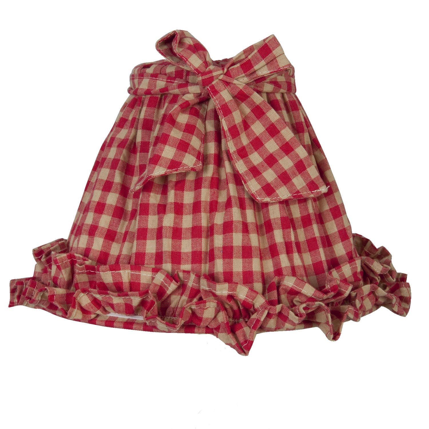 Clayre&Eef LampenkapØ 23x15 cm / E27 Rood Beige IJzer Ruit afbeelding