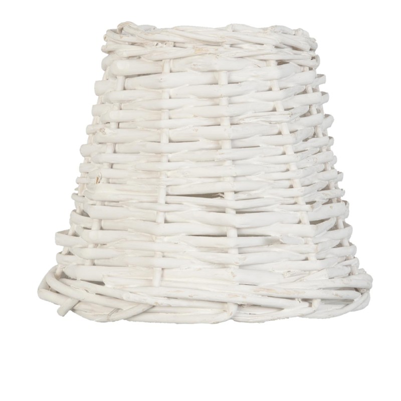 Clayre & Eef Abat-jour Ø 14x12 cm Blanc Rotin Rond