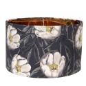 Clayre & Eef Lampe suspendue à abat-jour Ø 45x28 cm Noir Blanc Textile Rond Fleurs