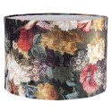 Clayre & Eef Lampshade Pendant Light Ø 34x24 cm Black Yellow Textile Round Flowers