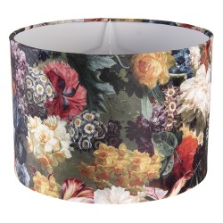 Clayre & Eef Lampshade Pendant Light Ø 34x24 cm Black Yellow Textile Round Flowers