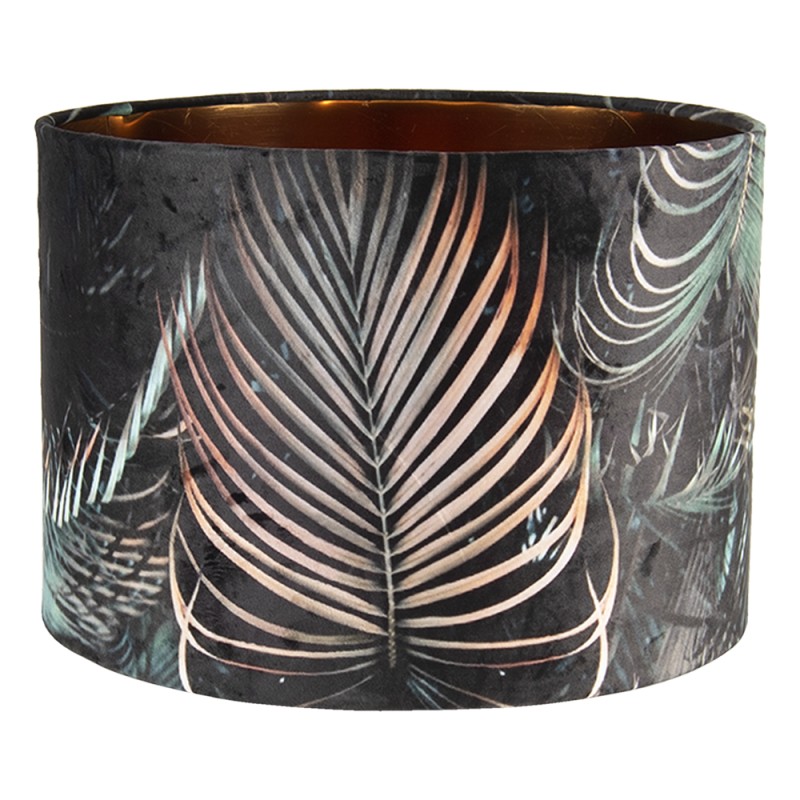 Clayre & Eef Lampshade Pendant Light Ø 34x24 cm Black Green Textile Round