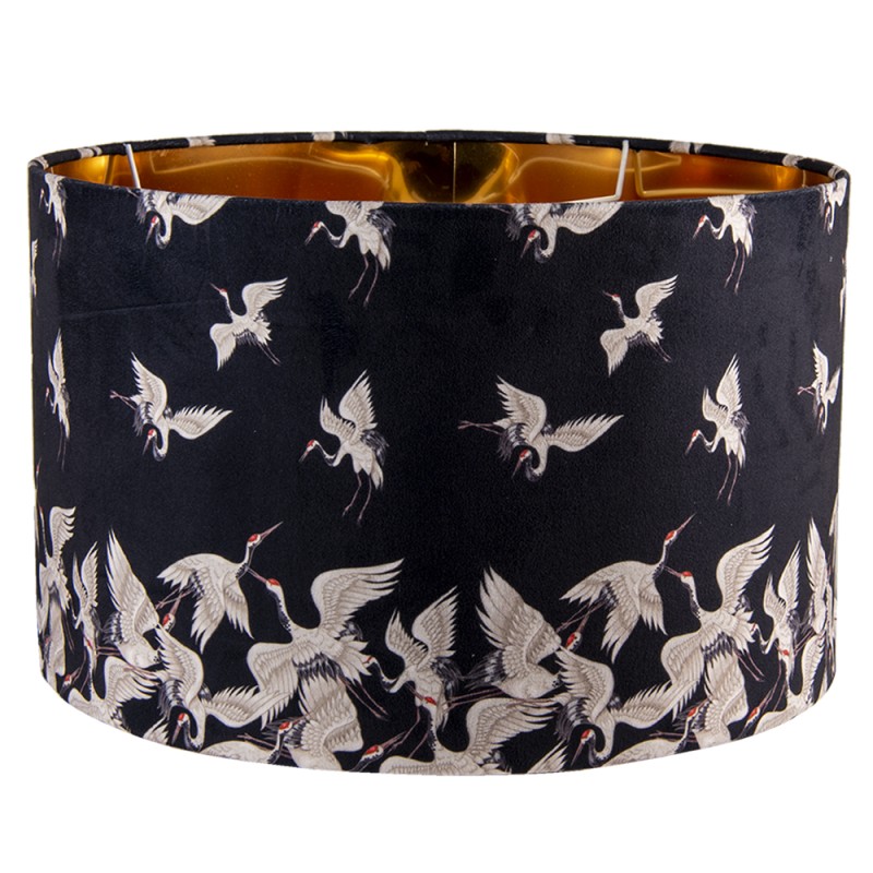 Clayre & Eef Lampshade Pendant Light Ø 45x28 cm Black White Textile Round Swan