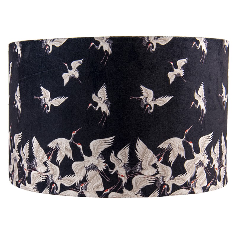 Clayre & Eef Lampshade Pendant Light Ø 45x28 cm Black White Textile Round Swan