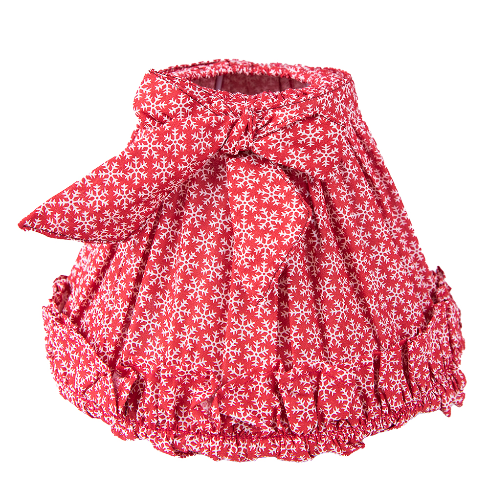 Clayre&Eef LampenkapØ 23x15 cm Rood Wit Katoen Sneeuwvlokken afbeelding