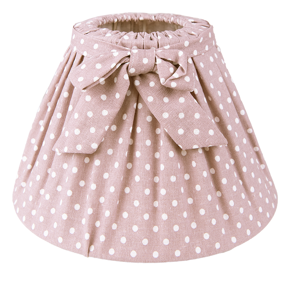 Clayre&Eef LampenkapØ 25x16 cm Bruin Wit Katoen Stippen afbeelding