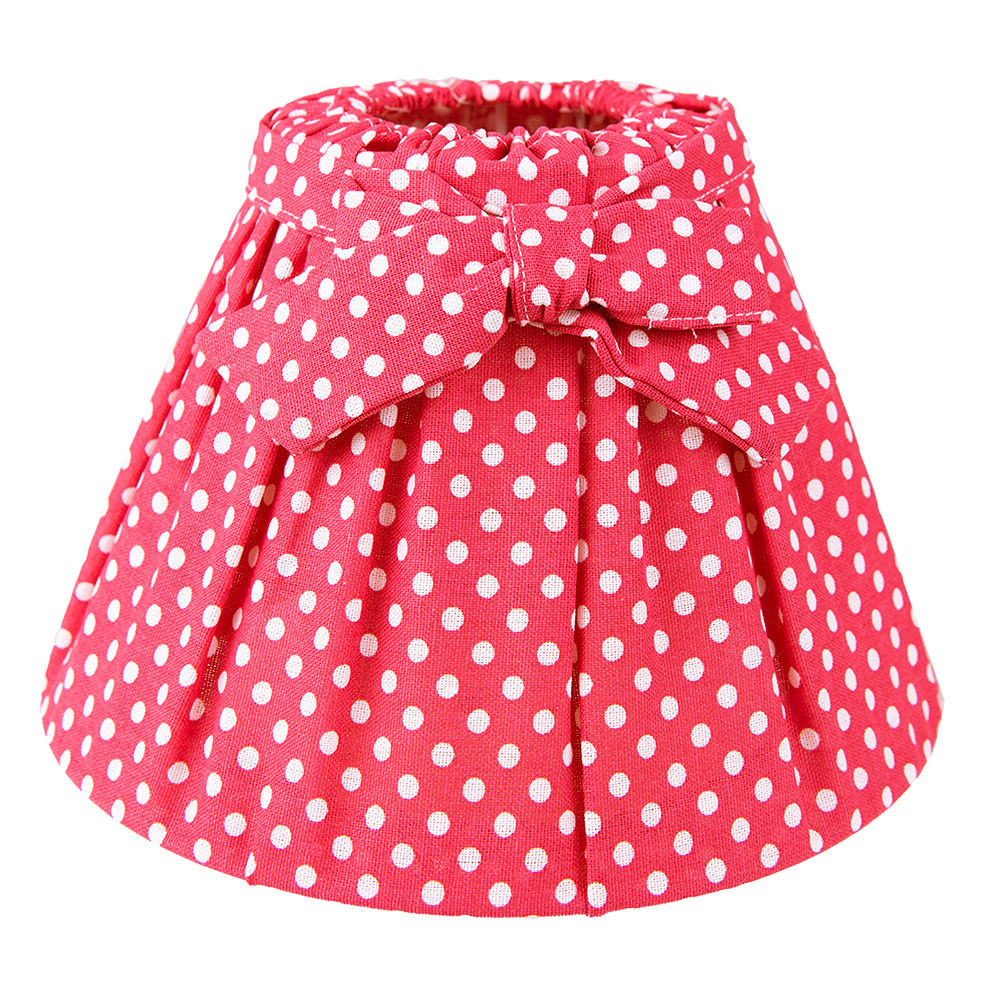 Clayre&Eef LampenkapØ 25x16 cm Rood Wit Linnen Stippen afbeelding