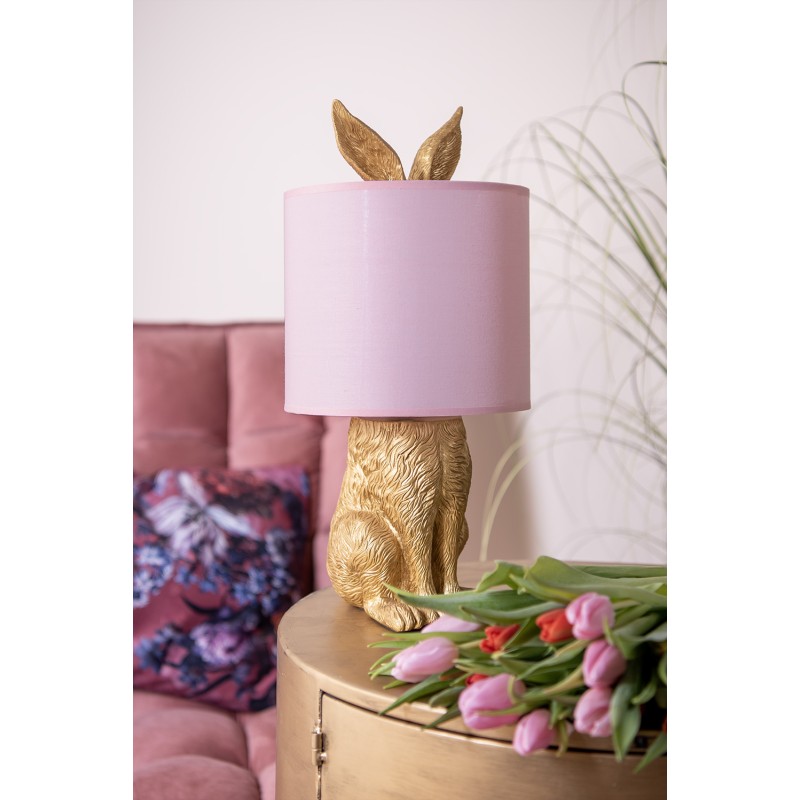Clayre & Eef Tischlampe Kaninchen Ø 20x43 cm Goldfarbig Kunststoff