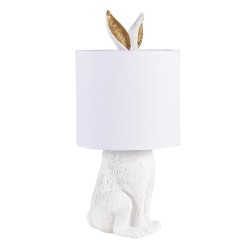 Clayre & Eef Table Lamp Rabbit Ø 20x45 cm White Polyresin