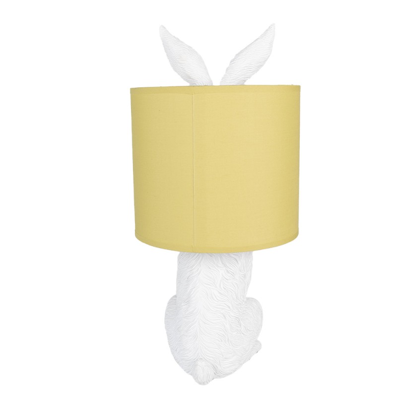 Clayre & Eef Tischlampe Kaninchen Ø 20x43 cm Weiß Gelb Kunststoff