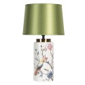 Clayre & Eef Lampe de table Ø 28x50 cm E27/max 1x60W Vert Céramique Rond Oiseaux