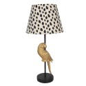 Clayre & Eef Lampe de table Perroquet Ø 25x51 cm Beige Noir Plastique Rond