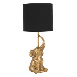 Clayre & Eef Tischlampe Elefant Ø 20x46 cm  Goldfarbig Schwarz Kunststoff