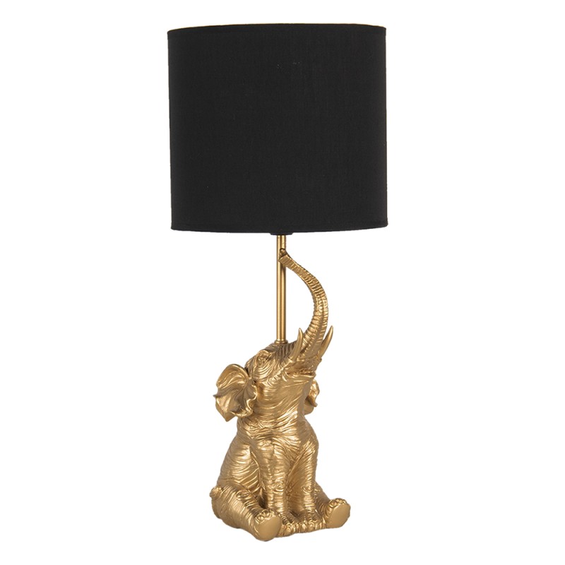 Clayre & Eef Lampada da tavolo Elefante Ø 20x46 cm  Color oro Nero Plastica