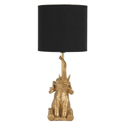 Clayre & Eef Tischlampe Elefant Ø 20x46 cm  Goldfarbig Schwarz Kunststoff