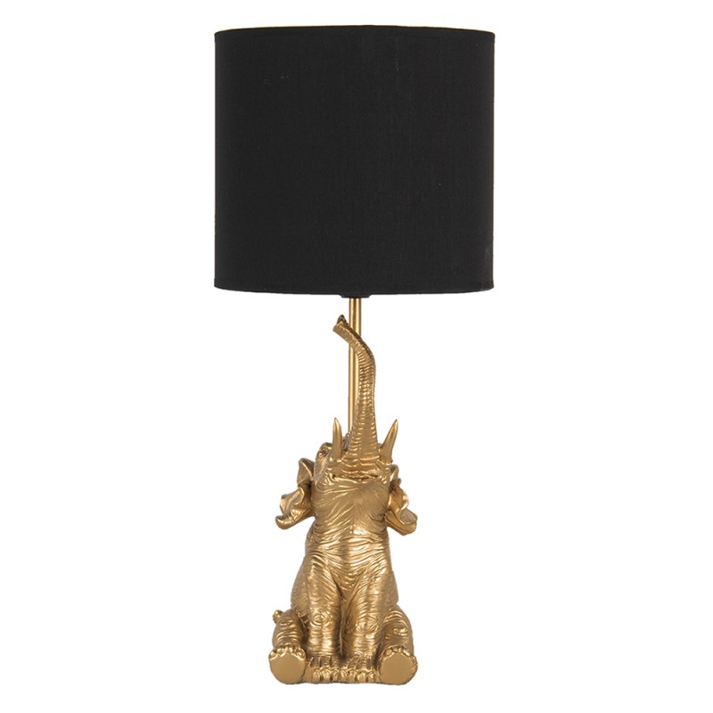 Clayre & Eef Tafellamp Olifant Ø 20x46 cm  Goudkleurig Zwart Kunststof