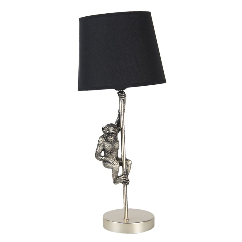 Clayre & Eef Table Lamp Monkey Ø 20x49 cm Silver colored Black Plastic Round