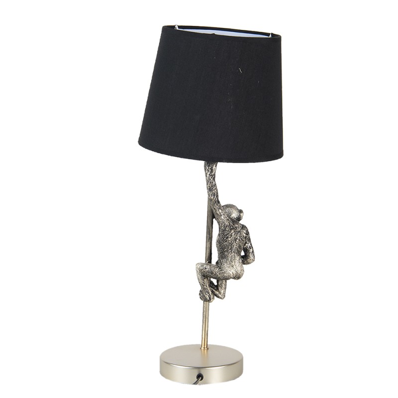 Clayre & Eef Table Lamp Monkey Ø 20x49 cm Silver colored Black Plastic Round