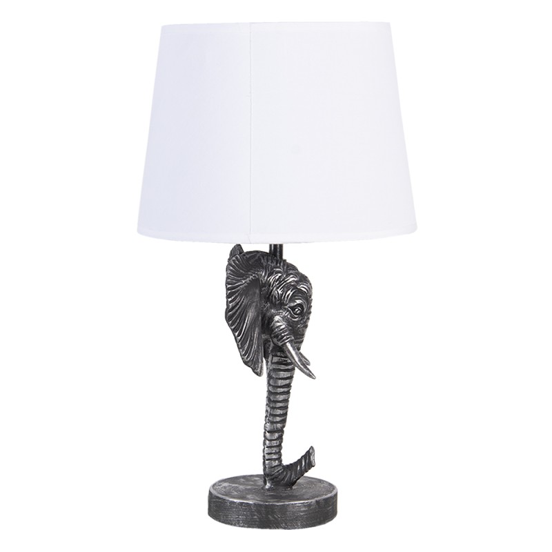 Clayre & Eef Lampe de table Éléphant 23x23x41 cm  Noir Blanc Plastique