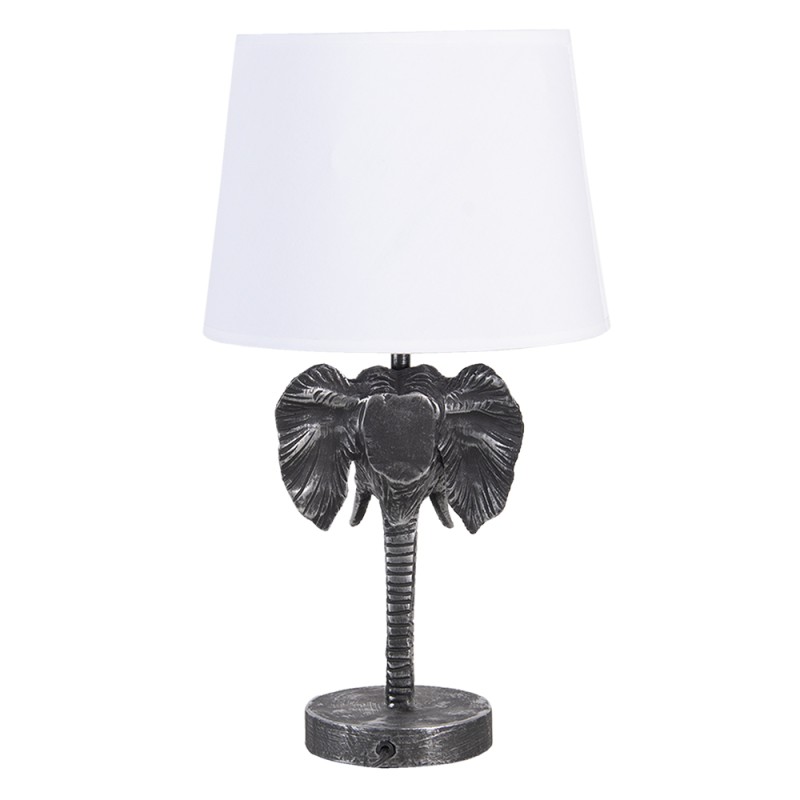 Clayre & Eef Table Lamp Elephant 23x23x41 cm  Black White Plastic