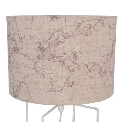 Clayre & Eef Tafellamp  Ø 22x34 cm  Beige Wit Ijzer Textiel