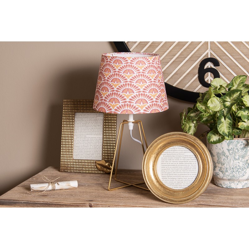 Clayre & Eef Lampe de table Ø 20x35 cm  Orange Couleur or Fer Textile