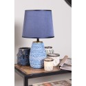 Clayre & Eef Tischlampe Ø 20x35 cm  Blau Weiß Keramik Rund