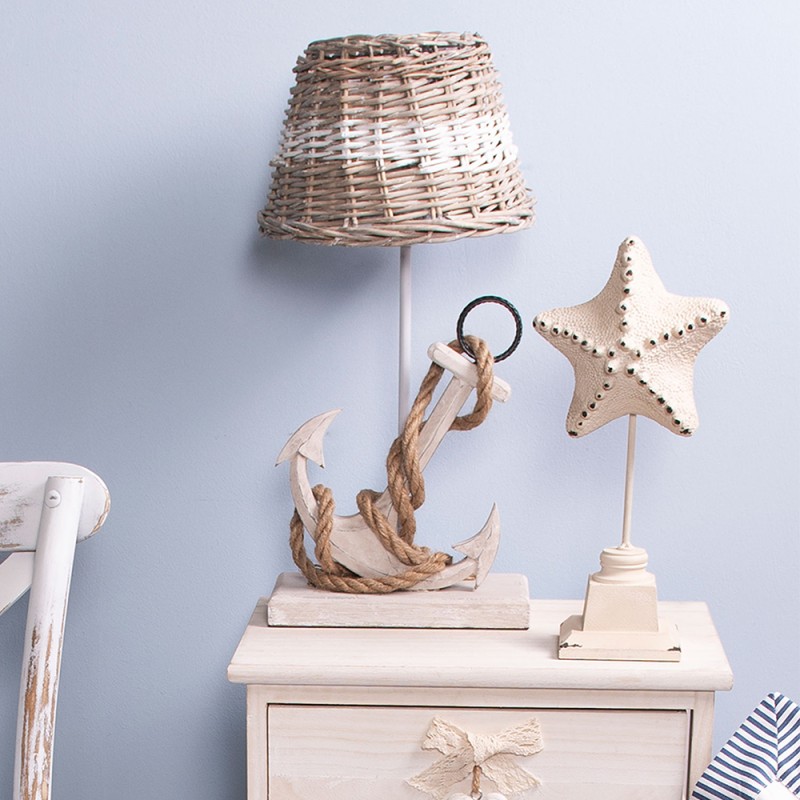 Clayre & Eef Lampenvoet   22x12x37 cm  Beige Hout Rechthoek Anker