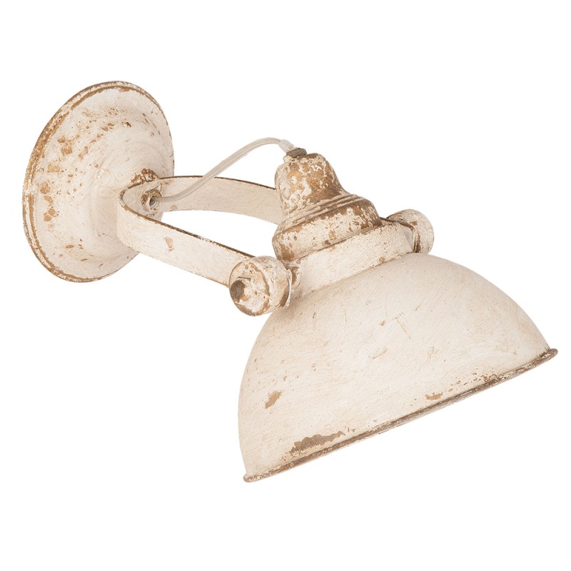 Clayre & Eef Wandlamp 21x30x19 cm Wit IJzer Rond