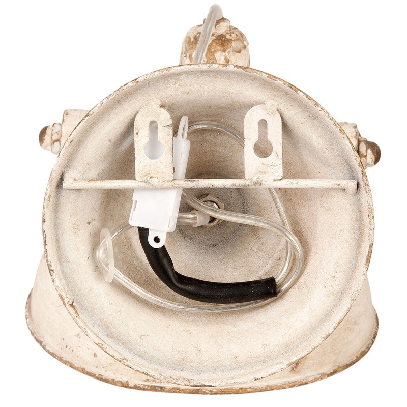 Clayre & Eef Wandlamp 21x30x19 cm Wit IJzer Rond