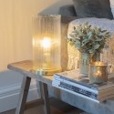 Clayre & Eef Lampada da tavolo Ø 15x27 cm  Color oro Vetro Metallo Rotondo