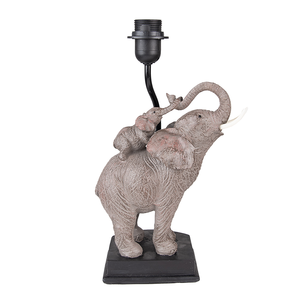 Clayre&Eef Lampenvoet Olifant 21x14x36 cm Grijs Bruin Polyresin afbeelding