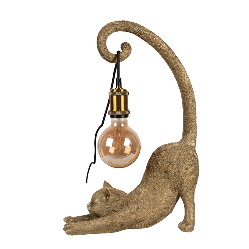Clayre & Eef Lampada da tavolo Gatto  31x17x49 cm Color oro Poliresina
