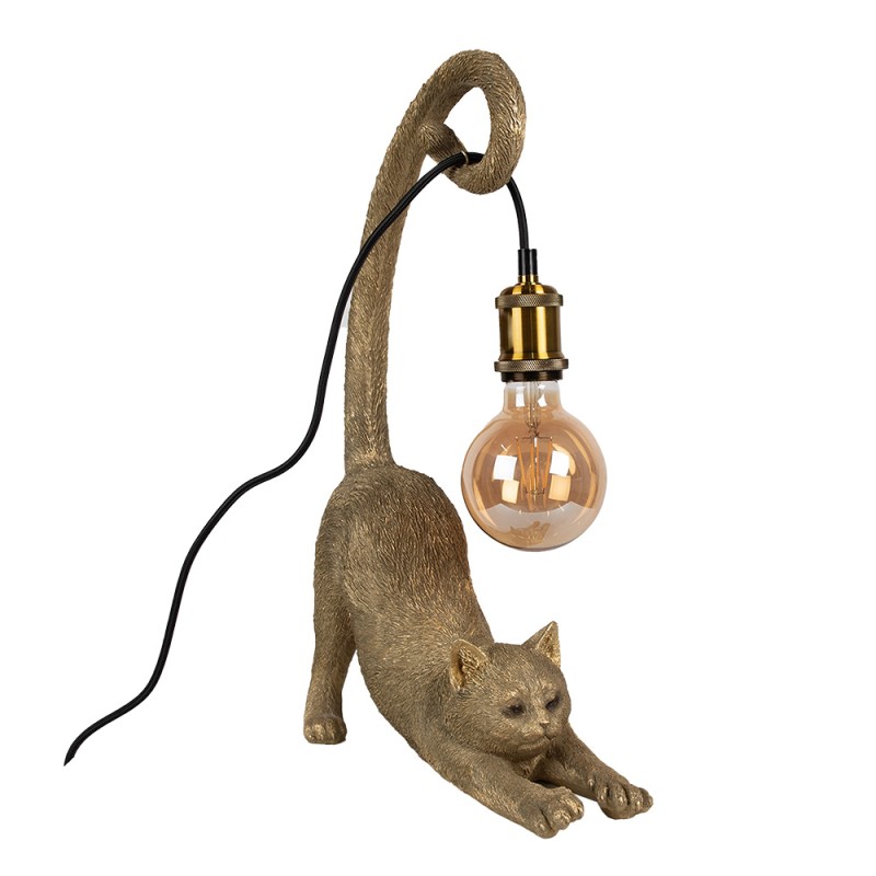 Clayre & Eef Lampada da tavolo Gatto  31x17x49 cm Color oro Poliresina