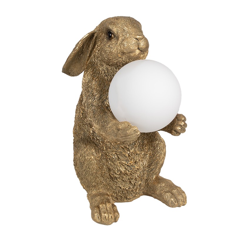 Clayre & Eef Lampe de table Lapin 27x19x35 cm Couleur or Polyrésine