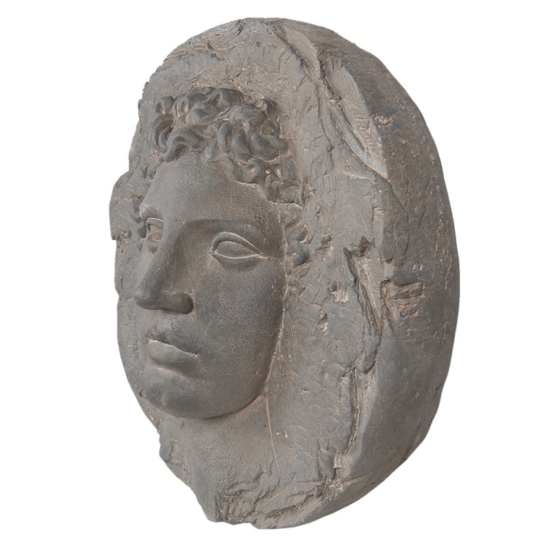 Clayre & Eef Decorazione murale  Ø 42x18 cm Grigio Ceramica Rotondo Faccia