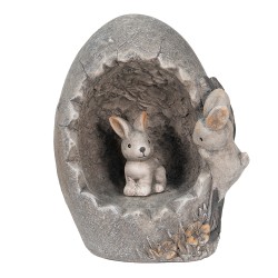 Clayre & Eef Decoration Rabbit 22x18x27 cm Grey Stone