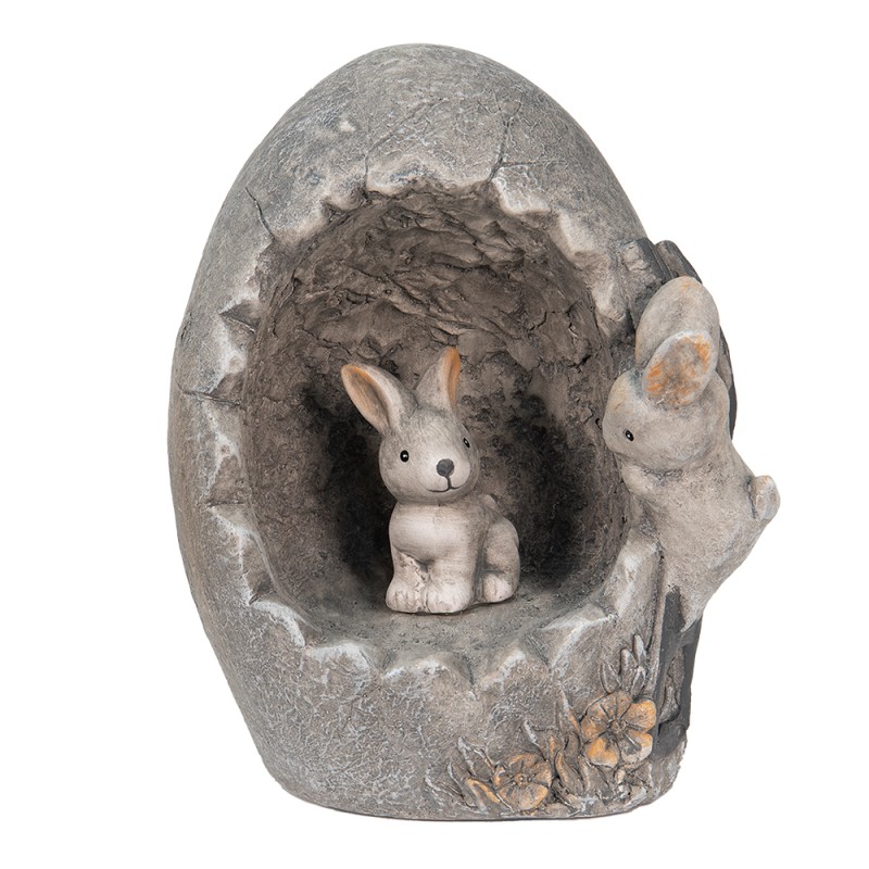 Clayre & Eef Décoration Lapin 22x18x27 cm Gris Pierre