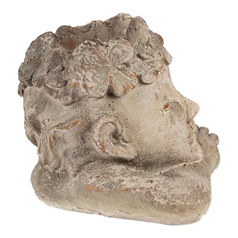 Clayre & Eef Fioriera Testa 20x20x19 cm Grigio Beige Materiale ceramico