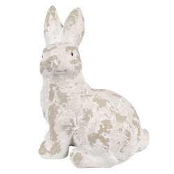 Clayre & Eef Decorative Figurine Rabbit 25x19x39 cm White Beige Ceramic material