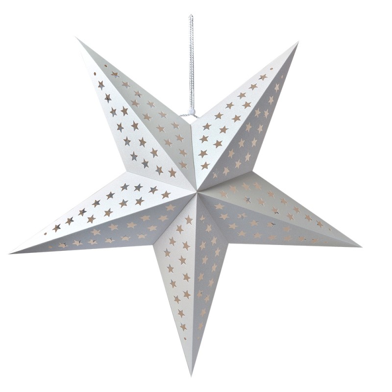 Clayre & Eef Étoile suspendue 90x20x90 cm Blanc Papier