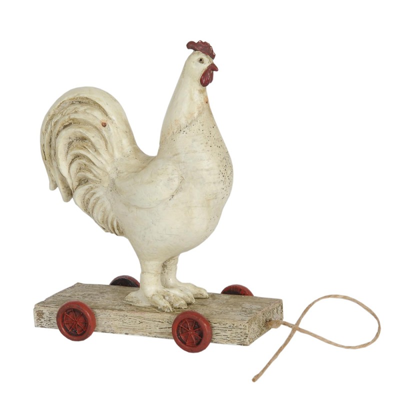 Clayre & Eef Figurine Coq 15x7x17 cm Blanc Polyrésine