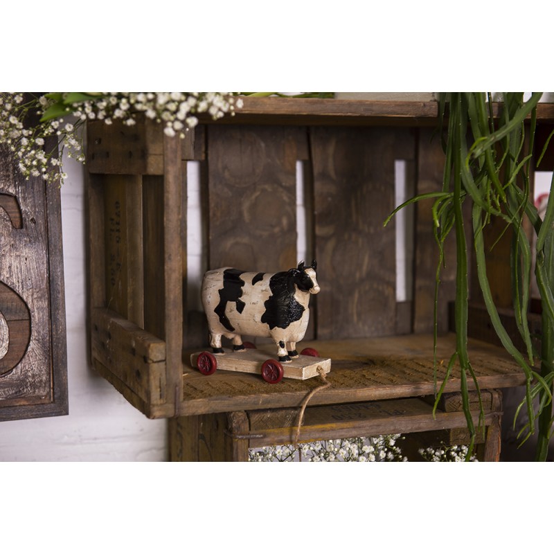 Clayre & Eef Figurine Vache 14x7x12 cm Blanc Noir Polyrésine